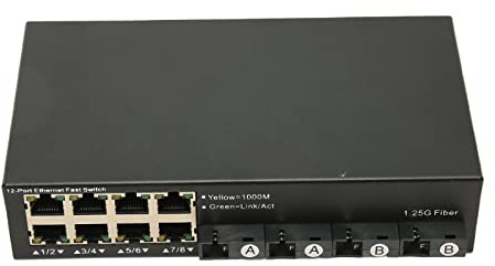Shanrya Commutateur Rapide Ethernet, Indicateur LED Plug and Play 12 Ports Gigabit Ethernet pour Le Bureau (Prise UE)