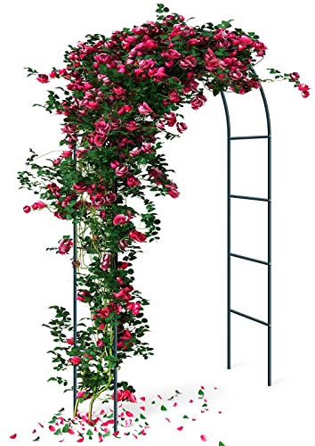 Vencier 2 x Large Metal Garden Arch Strong Tubular Arbor For Roses Climbing Plants Support Archway Garden Decoration