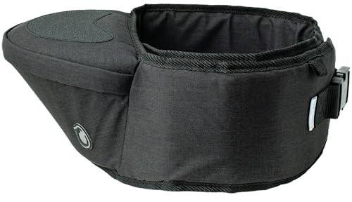 Hippychick Hipseat Baby Carrier, Lightweight Back-Saving Support Waist Stool, Adjustable Strap, Can Carry 6-36 Months Child, Denim Black