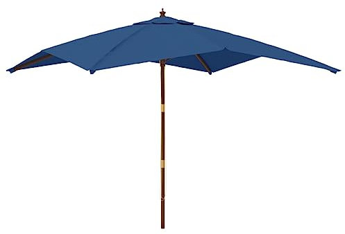 LAPOOH Sonnenschirm mit Holzmast Azurblau 300x300x273 cm, Balkon Schirm, Sonnenschirm Balkon, Balcony Umbrella, Balkon Sonnenschutz, Sonnenschirm Terasse