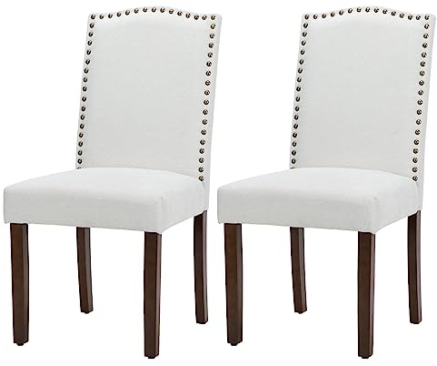 DUMOS Esszimmerstühle 2er Set, Elegant und Schön Modern Stühle Esszimmer, Leinenstoff Gepolstert küchenstühle, Kratzfester Boden Esszimmerstuhl Geeignet für Küche, Wohnzimmer, Schlafzimmer (Grau)