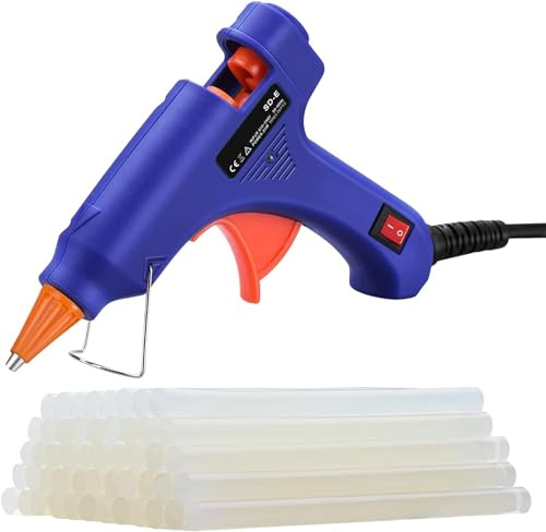 20W Hot Glue Gun Kit, 50 Transparent Glue Sticks, Quick 3-Minute Preheating, Nozzle Protection – Ideal for DIY Crafts and Quick Repairs