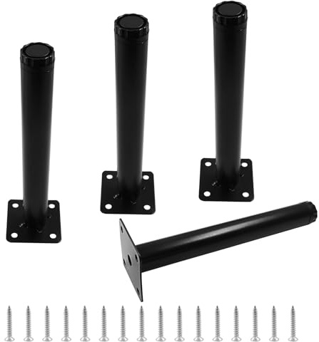 Rierdge 4 Pcs 8/200mm Metal Furniture Legs, Black, Adjustable