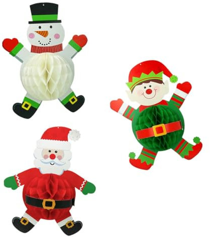 3St Wabenkugeln aus Weihnachtspapier weihnachtsdeko Weihnachtswabenball Weihnachtsbaum Waben Christbaumschmuck Ornament Anhänger aus Papier Weihnachtsanhänger rot