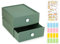 2 PCS Desktop Cassettiera Scrivania, Impilabile Cassettiera Plastica con 4 Cassetti, Scrivania Cassettiera Salvaspazio con 1 Schede, Mobiletto Multiuso per Trucco, Dormitorio, Bagno （2 Cassetti）