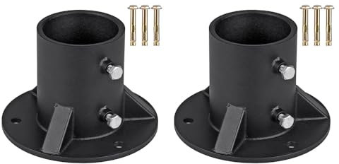 Lot de 2 bases de poteau de 65 mm, base de montage robuste pour boîte aux lettres, support de poteau de fixation pour échelle de piscine, support de poteau de balustrade en métal, support de poteau de