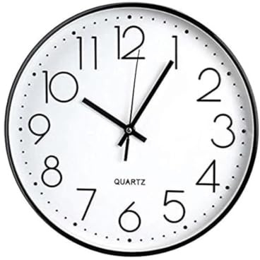 Bargain Lovers Black Wall Clock 12 Inch | Non-ticking Silent | Quartz Decorative Clocks Modern Large Number Round Clock - 30cm
