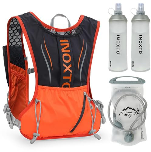 doorslay 5L Ultraleicht Trinkrucksack, Trinkweste, Trail Run Rucksack mit 1.5L Trinkblase oder 2Pcs 450ML Wasserflasche, Laufrucksack für Laufen, Camping, Wandern, Marathoner