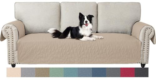 Ystyle Sofföverdrag 3 Sits Rygglöst, Vattentät Sofa Cover För Husdjur, Maskintvättbart Soffskydd, Halkfritt Överdrag Soffa, Quiltad Möbelöverdrag För Soffa, Couch Cover Halkskydd, Beige