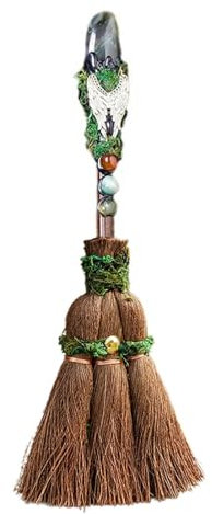 Escoba de Bruja de, Escoba de Brujas de Halloween | Escoba de Altar Wiccan Creativa Escoba de Natural,Escoba de Altar de Bruja única, decoración Ritual Wiccan para el hogar, Empresa de