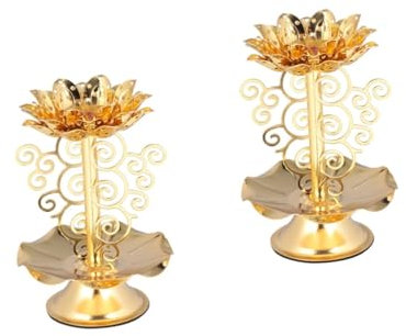 Cabilock 2stücke Goldfarbener Lotus Kerzenhalter Legierung Dekorativer Teelichthalter Für Romantische Abende Und Festliche Anlässe Design Für Zuhause Und Feierlichkeiten