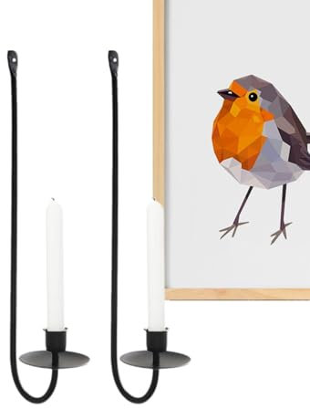 Vibhgtf Wandmontierter Kerzenständer aus Metall - 2er-Set - Schwarz - Eisen - Wandkerzenhalter - Bauernhaus-Stil