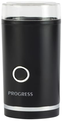 Progress Moulin à café et à épices 180 W, Moulin à grains de café, fonctionnement à une touche, Lame en acier inoxydable, Couvercle transparent, Capacité de 70 g, noix et graines, Garantie 3 ans