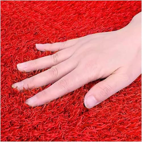 EdfYHSL Cesped Césped Artificial sintético, 3 cm de Espesor, Rojo, Alta Densidad, césped sintético, Parques Infantiles, Estera de césped Falso for jardín Alfombra de césped(50x200cm)