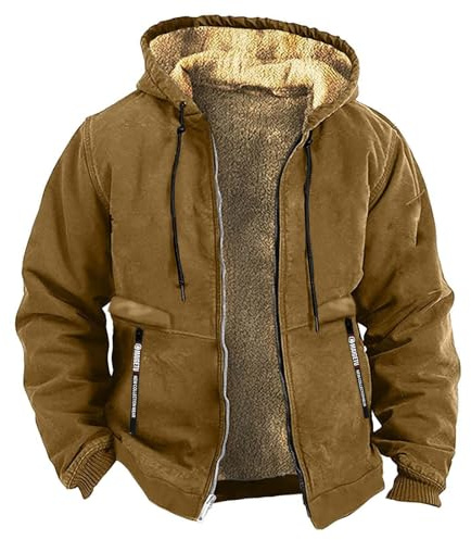 kuiazelit Abrigo con capucha para hombre, chaqueta de pana sherpa, chaqueta bomber con forro pesado, chaqueta de invierno cálida térmica, chaqueta acolchada casual, chaqueta militar de combate con