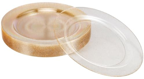 Kinmsito 25 Stück Plastikteller mit Goldglitter,Premium Mehrweg Kunststoffteller,26 cm Mehrweg Partyteller,Hartplastik Teller Gold Party Teller für Partys,Hochzeiten,Geburtstage, Elegantes & Stabiles