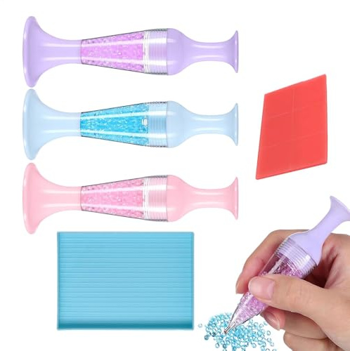 3 Stück Nachfüllbarer Vasenstift Blumentopf, Diamonds Painting Zubehör Stift, Diamant Malstift Spender, Diamant Malerei Blumentopf Form Punkt Bohrer Stift für die Herstellung von Nagelkunsthandwerk