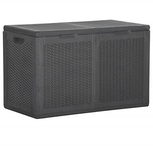 Xichuzi Garten-Aufbewahrungsbox 180 L, Kissenbox Garten Wasserdicht, Box Für Gartenauflagen, Auflagenbox, Gartentruhe, Gartenkiste,Schwarz PP Rattan