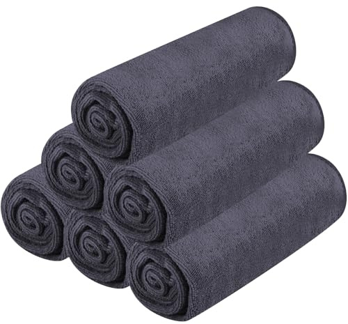 DASHUAIGE 6 Pack Microfiber Gym Towel, 35cm x 75cm Fast Drying, Ultra Absorbent for Sports, Travel & Camping, Lightweight Quick Dry Sweat Towels (Dark Gray)