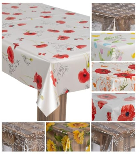 laro Wachstuch-Tischdecke, Mohnblume Rot, 140x200 | Wachstischdecke, Gartentischdecke
