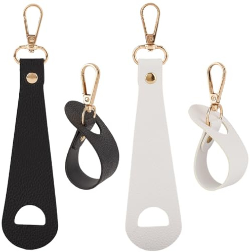 GORGECRAFT 4pz Clip para Sombrero de Viaje Gancho para Bolso de Cuero Sintético Blanco Y Negro Multifuncional Portátil para Mochila Equipaje Porta Gorras Llavero con Cierre Giratorio de Aleación Dorad