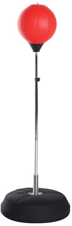HOMCOM Punching Ball da Terra per Adulti, Sacco da Boxe da Terra con Base Riempibile, Pompa ad Aria e Guantoni, Altezza Regolabile da 126-144 cm, Speed Bag per Home Gym Casa e Palestra, Rosso
