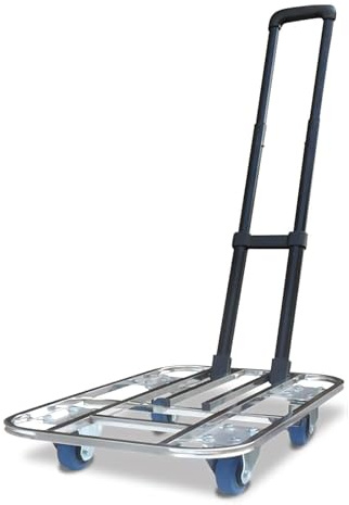 SAGELSHN Carrello con Ruote Portatutto Carrello A Pianale Pieghevole, Carrello A Mano con Piattaforma in Tubo di Acciaio Inossidabile E Leva Telescopica Carrello Pieghevole(69 * 50-4in Wheels)