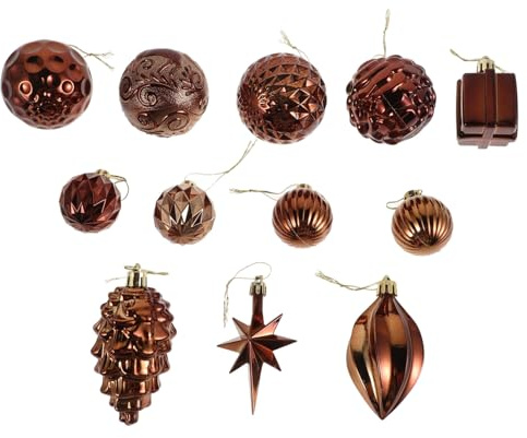 GLEAVI 12piezas Colgante de Bola Navideña de Adornos Colgantes para Árbol de Navidad Forma de Piña Galvanizada Estrella Octogonal para Decorar el Árbol de Navidad