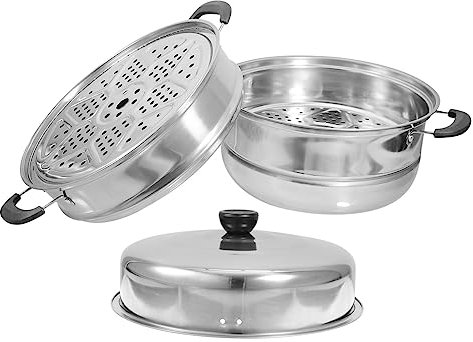 Olla de Vapor de 3 Niveles en Acero Inoxidable Plata