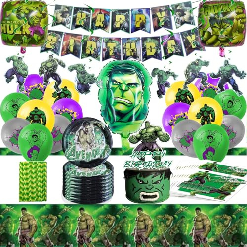 Set di decorazioni per il compleanno dei ragazzi, 83 pezzi di decorazioni per feste per bambini Include striscione, Decorazione per torta, Tovaglia, Piatti, Palloncino, Tovaglioli, Cannucce di carta