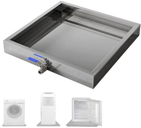 LXRHLIKG Bac Vidange en Acier Inoxydable 201, 65 x 65 cm, Bac Recuperation Huile Vidange avec Robinet D'huile, Bidon Vidange pour L'industrie, Les Réfrigérateurs et Les Machines à Laver