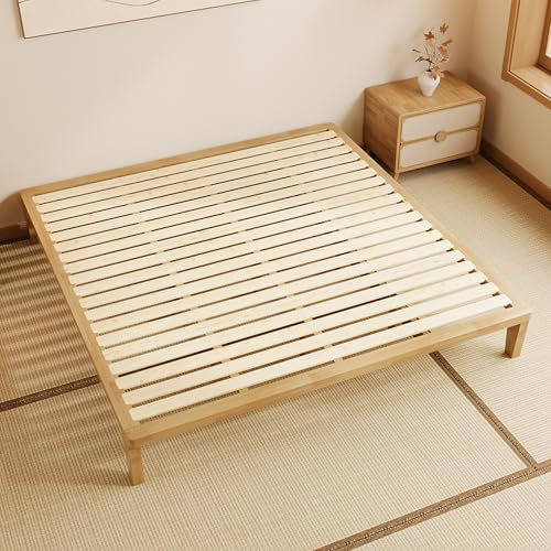 IOTXY California-King Platform Bed Frame - 12 Inch Solid Wood Mattress Foundation Base with Heavy-Duty Support Slats & Legs, Rubberwood California King Size Bedframe