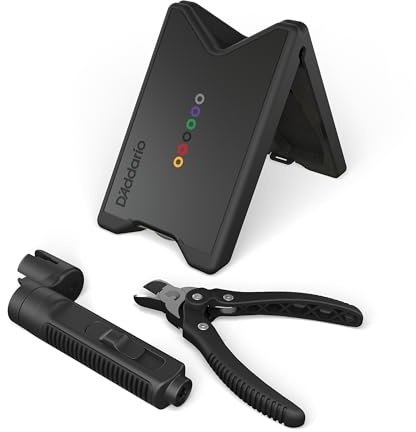 D'Addario Tour Grade gitarrsträngbytes-kit – stiftdragare/käppstiftdragare, skärare och förvaringsfodral med inbyggt nackstöd – verktyg för installation, reparation, underhåll