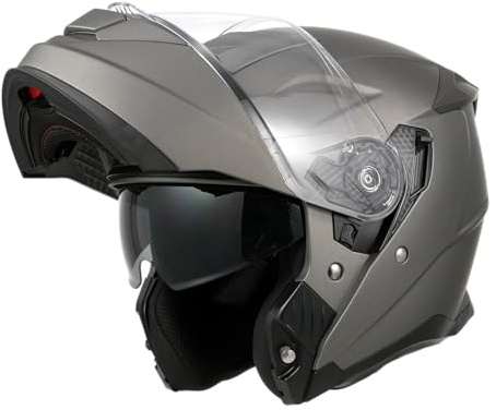 ANYPASS Motorradhelm Klapphelm 950 mit Doppelvisier & UV Schutz, ECE 22.06 Integralhelm für Damen und Herren, Ideal für Touring, Reise und Stadtverkehr, Größe S-XXL (grau, XXL)