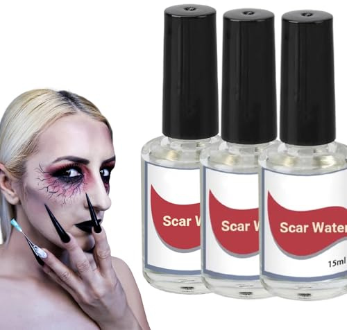 3PCS Liquido Per Cicatrici Collodion, 15ml*3 Trucco Per Cicatrici Liquido, Con Pennello Integrato Nel Tappo Del Flacone, Adatto Per Halloween, Giochi Di Ruolo E Spettacoli Teatrali