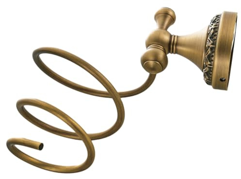 Didiseaon Estante Soporte Seguro para Secador de Pelo en Espiral de Cobre Dorado y Fácil de Instalar para Baño en Casa o Barbería