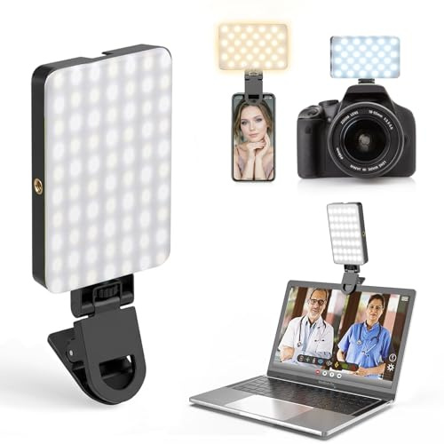 ZealSound Selfie Light, 138 LEDs Portable Phone Light with 3 White Mode & 16 RGB Effects, Rechargeable Clip on Light for Phone/Laptop/Webcam/Camera, Makeup, Vlog, Youtube, TikTok, Video Conference