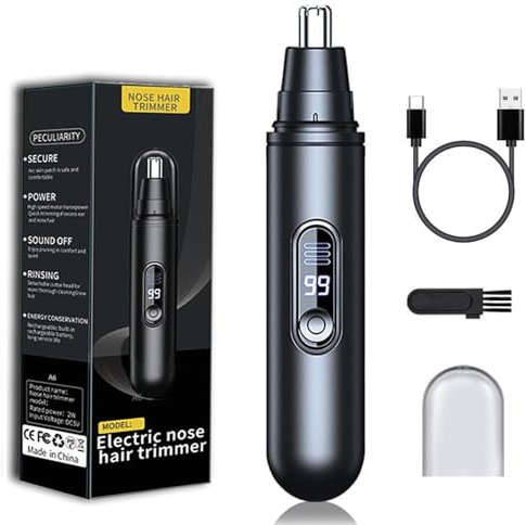 Tondeuse Nez, YiYunTE Professionnel Tondeuse Nez Oreilles Homme Avec USB Rechargeable, LCD Écran, Rasoir nez Homme et Femmes, Coupe Poils Nez et Oreilles Nose Trimmer Tondeuse pour Barbe Moustache