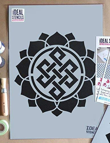 ewige Knoten Mandala Schablone Buddhismus Symbol wiederverwendbar Heim Wand Dekor , Kunst & Handwerk Schablone Wandfarbe Stoffe & Möbel - semi transparent Schablone, M/ 25X25CM