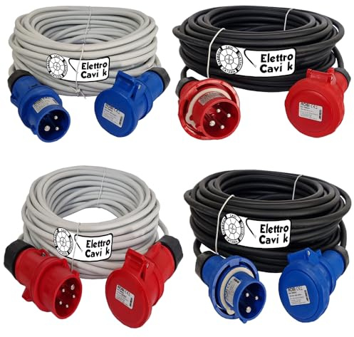 Elettrocavi K - FROR 5G2,5 mm² Prolunga Elettrica Industriale 25 Metri 16A Trifase CEE 380V 3P+N+T IP54 5 POLI 9 kW Flessibile Professionale Made in Italy