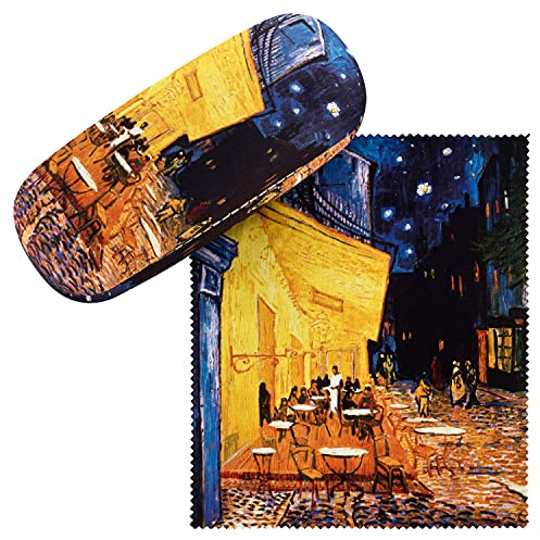 VON LILIENFELD Brillenetui Vincent van Gogh: Nachtcafé Kunst Motiv Etui Brille Mikrofaser Brillenputztuch Brillenbox Stabiles Hardcase Set mit Stoff bezogen