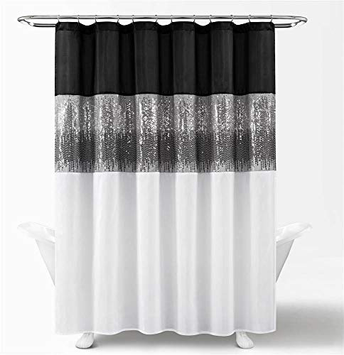 Lush Decor Night Sky Shower Curtain, 72 x 72, Black & White