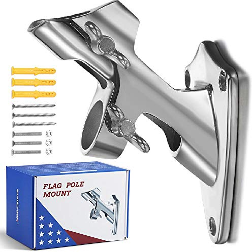 ZOMCHAIN Flag Pole Bracket, Flag Pole Holder - Polished, 316 Marine Grade Stainless Steel, Heavy Duty for 1in Flag Pole Mount - 2 Positions