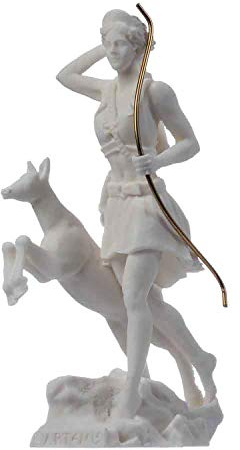 Gudinna Artemis Diana grekisk staty natur måne alabaster 17 cm