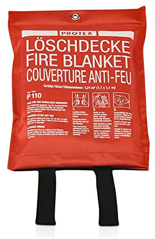 5X Protex Löschdecke 1,10x1,10m DIN EN 1869 Brandschutzdecke Feuerlöschdecke