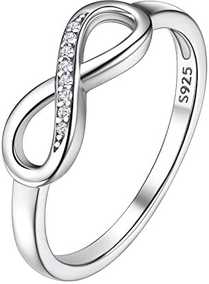 Suplight Unendlichkeit Ringe Damen 925 Sterling Silber Ringe Solitärring Zirkonia Infinity Silberschmuck Größe 57