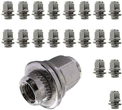 20 dadi per ruota piatti per cerchioni originali in alluminio M12 x 1,5, dado piatto SW21, compatibili con Toyota, Citoren, Fiat, Mitsubishi, Peugeot