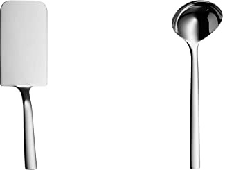 WMF Nuova Lasagneheber 25 cm, Pizzaheber, Cromargan Edelstahl poliert, spülmaschinengeeignet & Nuova Saucenlöffel 18 cm, Soßenkelle, Cromargan Edelstahl poliert, Suppenkelle spülmaschinengeeignet
