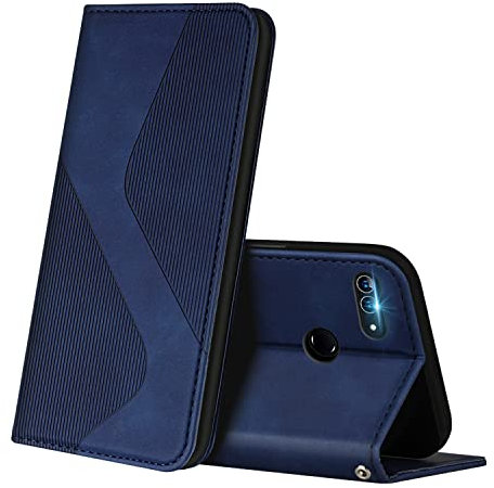 ZONNAVI Funda para Huawei P Smart 2018, Funda Libro de Cuero con Ranura para Tarjeta y Magnético, Wallet Flip Caso Cubierta Case Carcasa para Huawei P Smart 2018 (Azul)