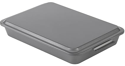 GoodCook Everyday Nonstick Steel Oblong Pan with Metal Lid, 9 x 13, Gray, Cake Pan, 9x13 Baking Pan with Lid, Metal Baking Pan, Sheet Cake Pan